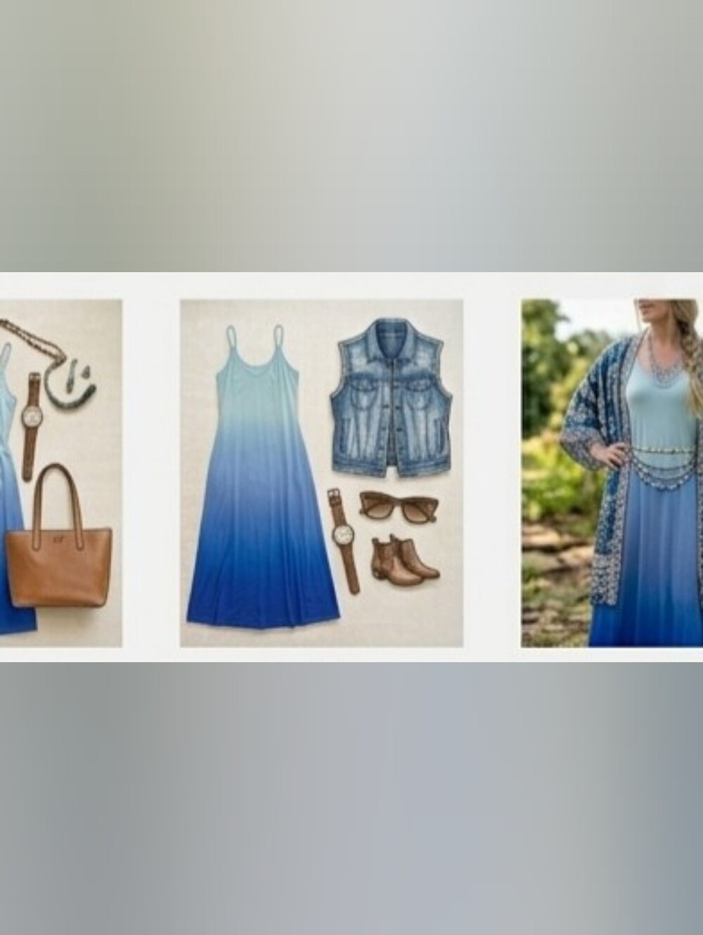 Bundle Maxi Dress - Ombre Dress & Blue Layered Chain Necklace In "Honu" Shop Bag - Picture 10 of 15